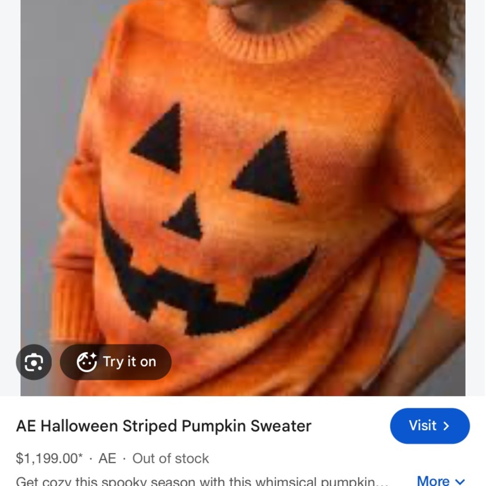 AE Halloween striped pumpkin sweater